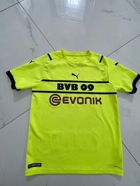 Puma Kids BVB 09 Neon Yellow Soccer Top with Black Accents size L